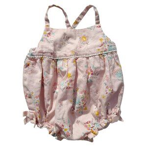 Dylan & Abby Baby Girl Romper Pink Floral Cotton 3-6 Months Sleeveless Shorts